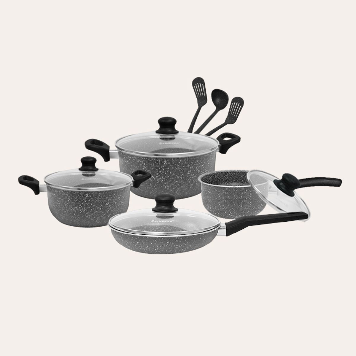 FINEZZA - Juego de ollas antiadherentes ultragranito de 11 piezas