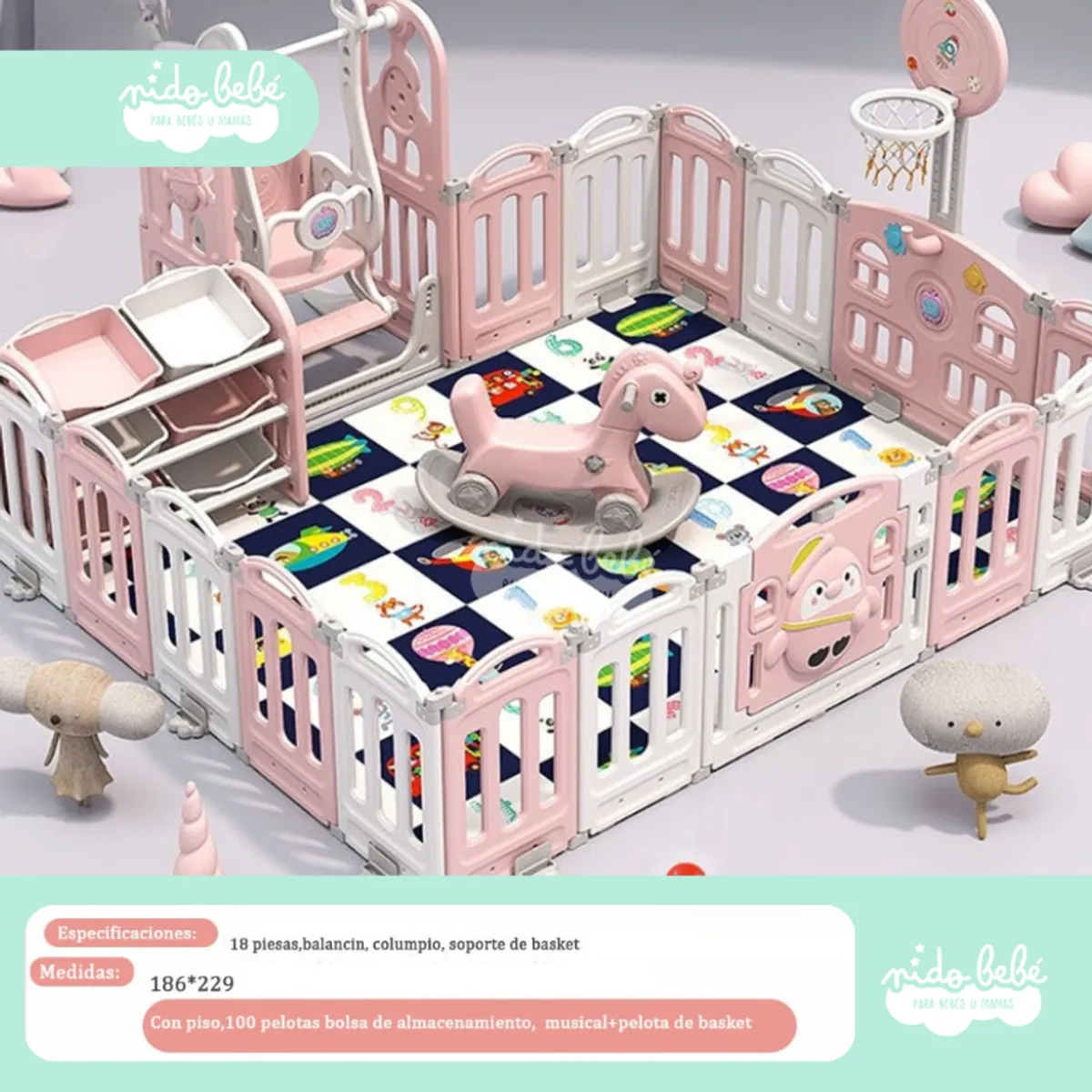 GENERICO - CERCO PLEGABLE INFANTIL MODELO PINGUINO PLUS Niña