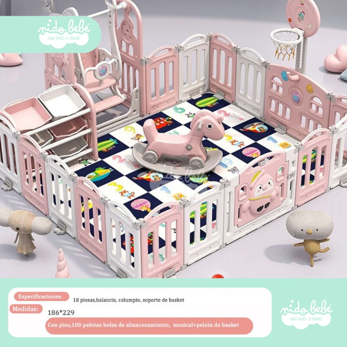 GENERICO - CERCO PLEGABLE INFANTIL MODELO PINGUINO PLUS Niña