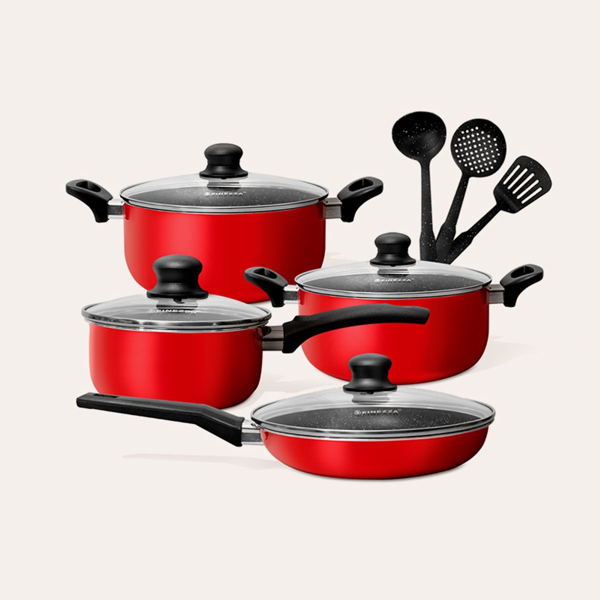 FINEZZA - Juego de ollas antiadherentes ultragranito de 11 piezas