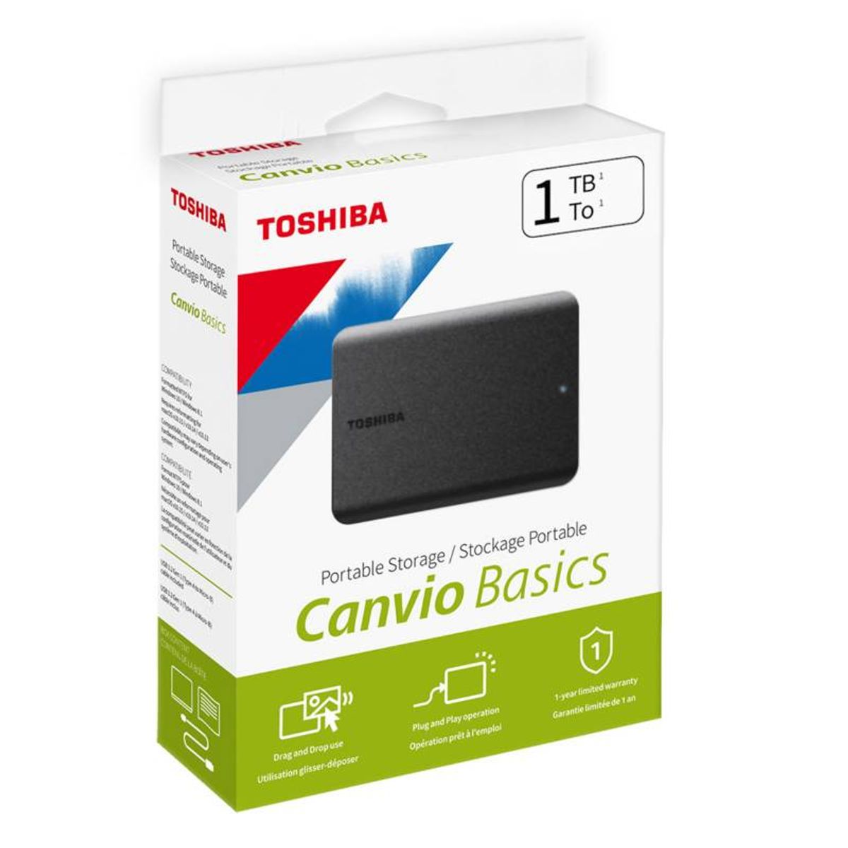 TOSHIBA - Disco externo Toshiba Canvio Basics 1TB, USB 3.0