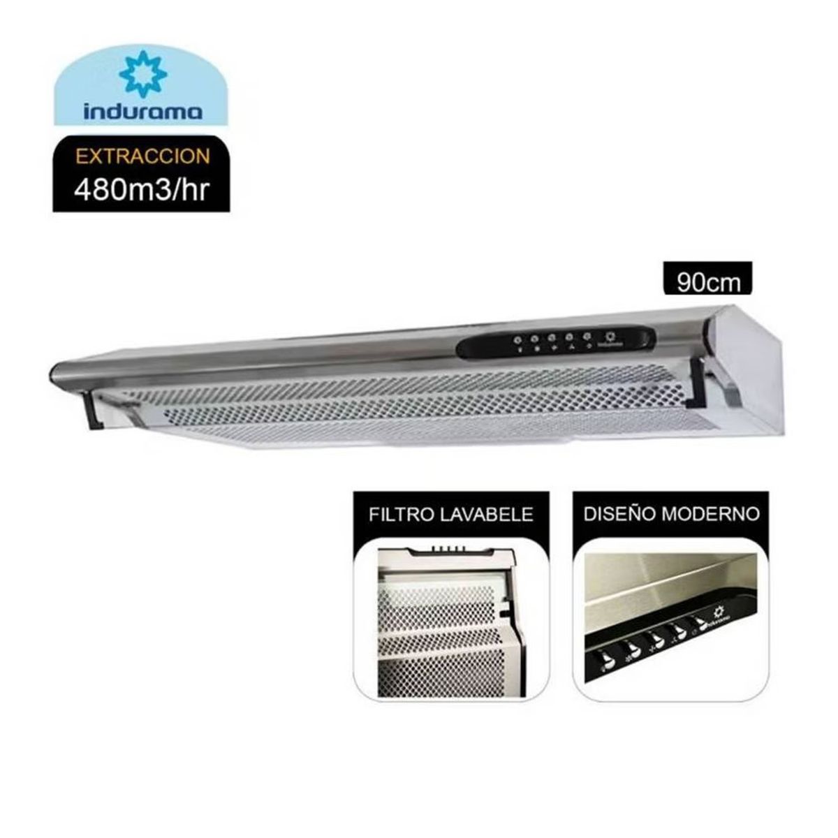 INDURAMA - Campana Extractora 9Ocm Indurama CEI 902CRP