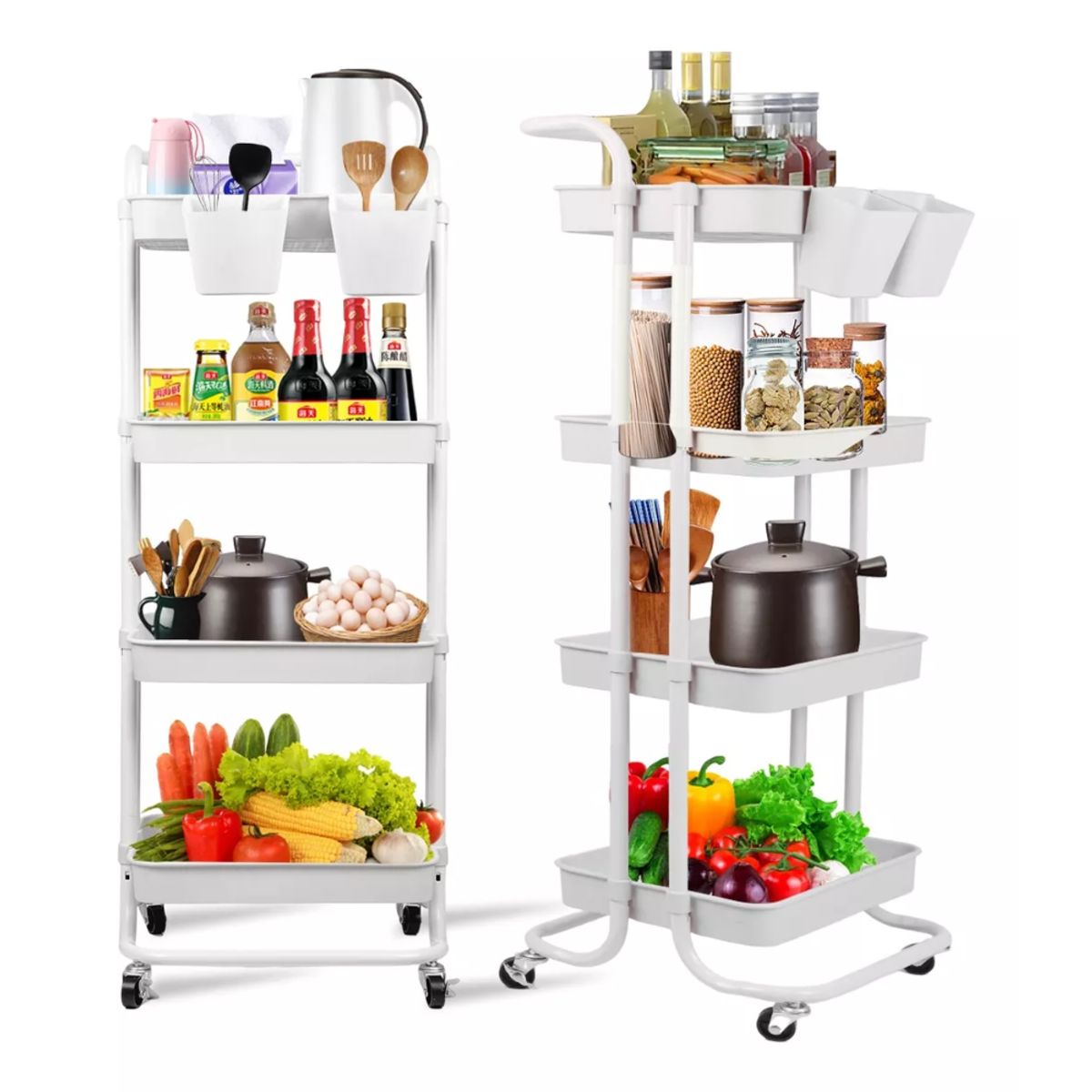 INSPIRA - Estante Organizador Multiusos 4 Niveles Pasamanos con Ruedas