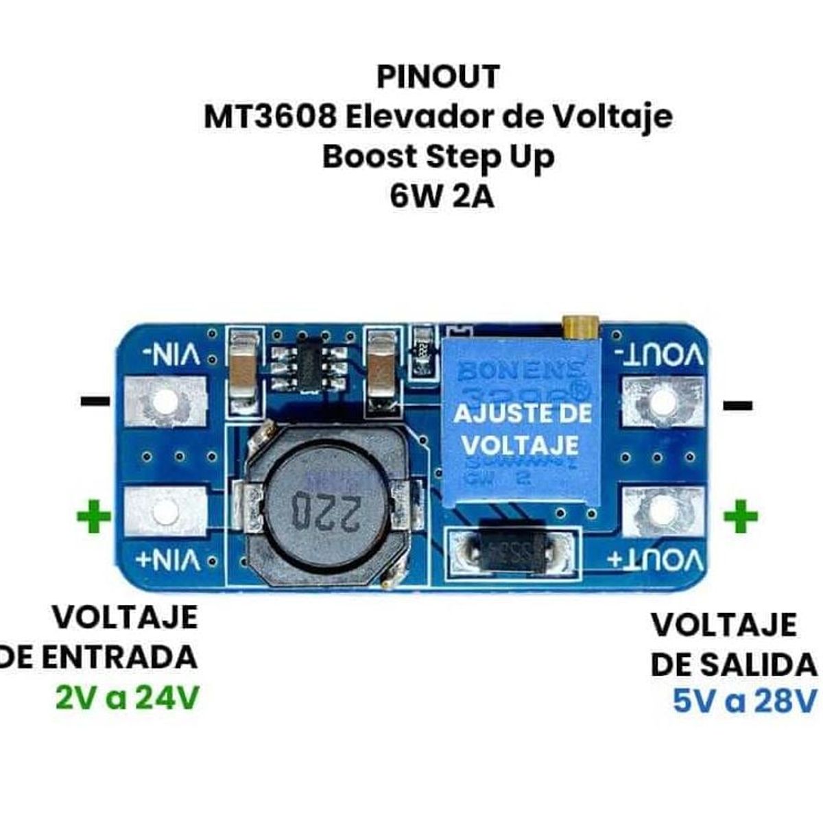 GENERICO - CONVERTIDOR VOLTAJE DC-DC STEP-UP 2A MT3608
