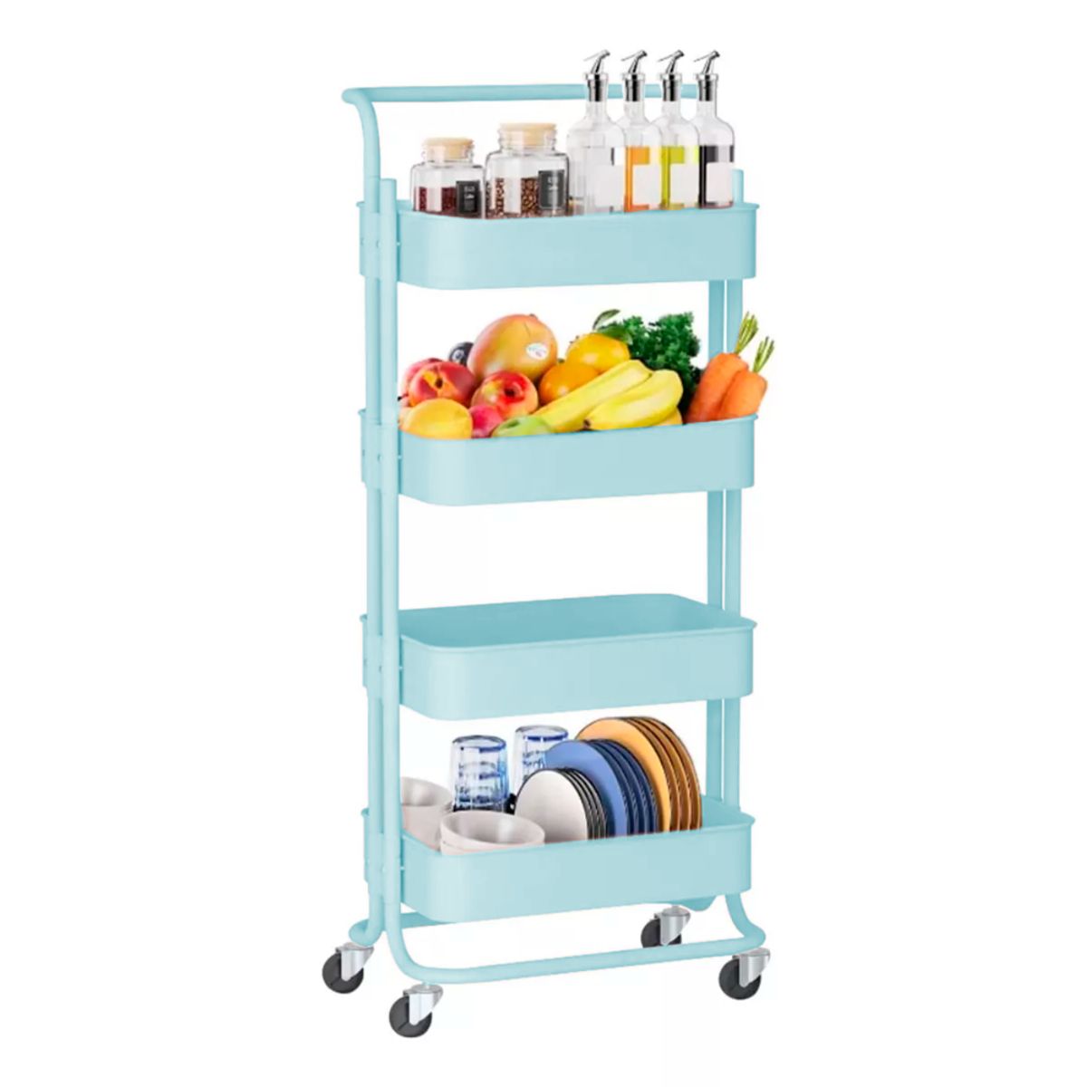 INSPIRA - Estante Organizador Multiusos 4 Niveles Pasamanos con Ruedas