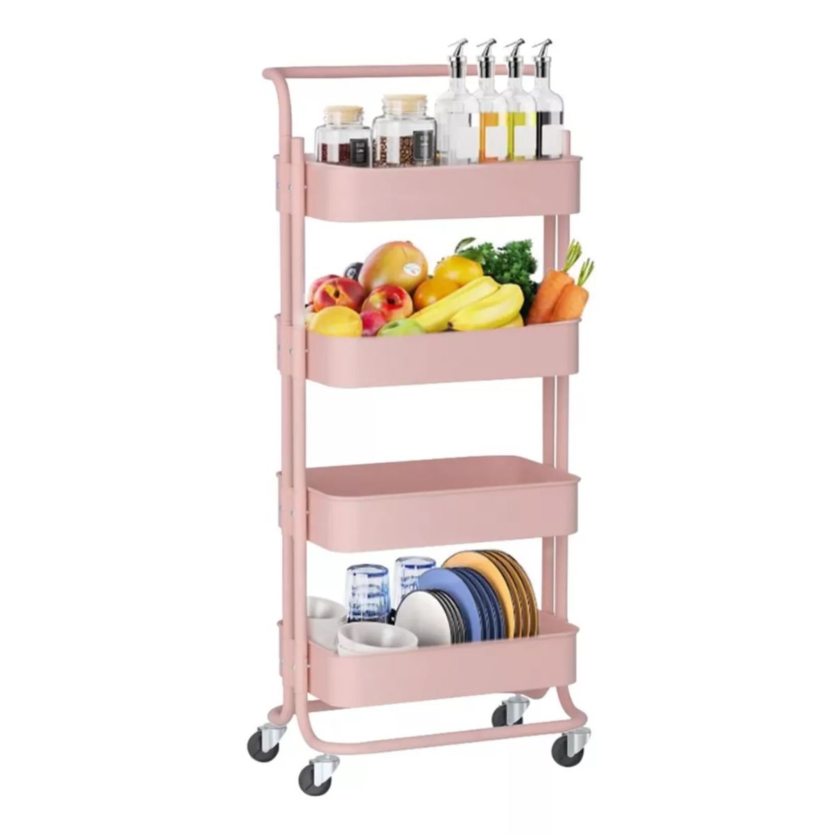 INSPIRA - Estante Organizador Multiusos 4 Niveles Pasamanos con Ruedas