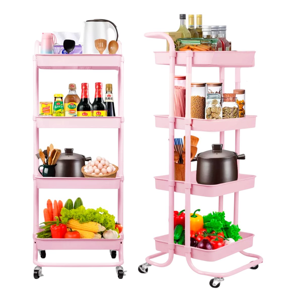 INSPIRA - Estante Organizador Multiusos 4 Niveles Pasamanos con Ruedas