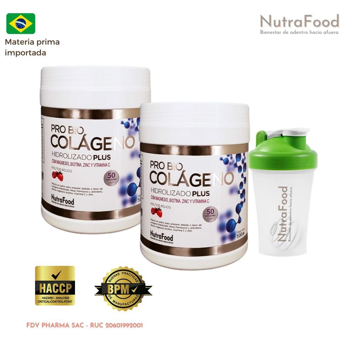 NUTRAFOOD - Colágeno Hidrolizado Plus sabor frutos rojos 500gr x 2 unidades