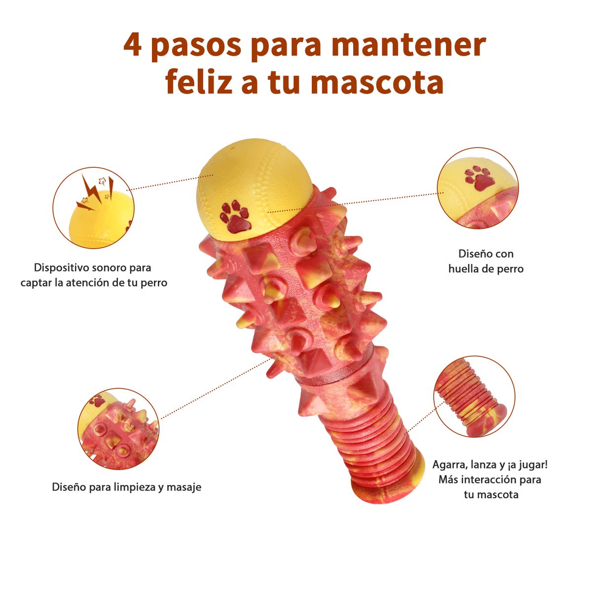 MOMOVIDA - Juguete masticable Sonoro grande de Bate Naranja DT-10