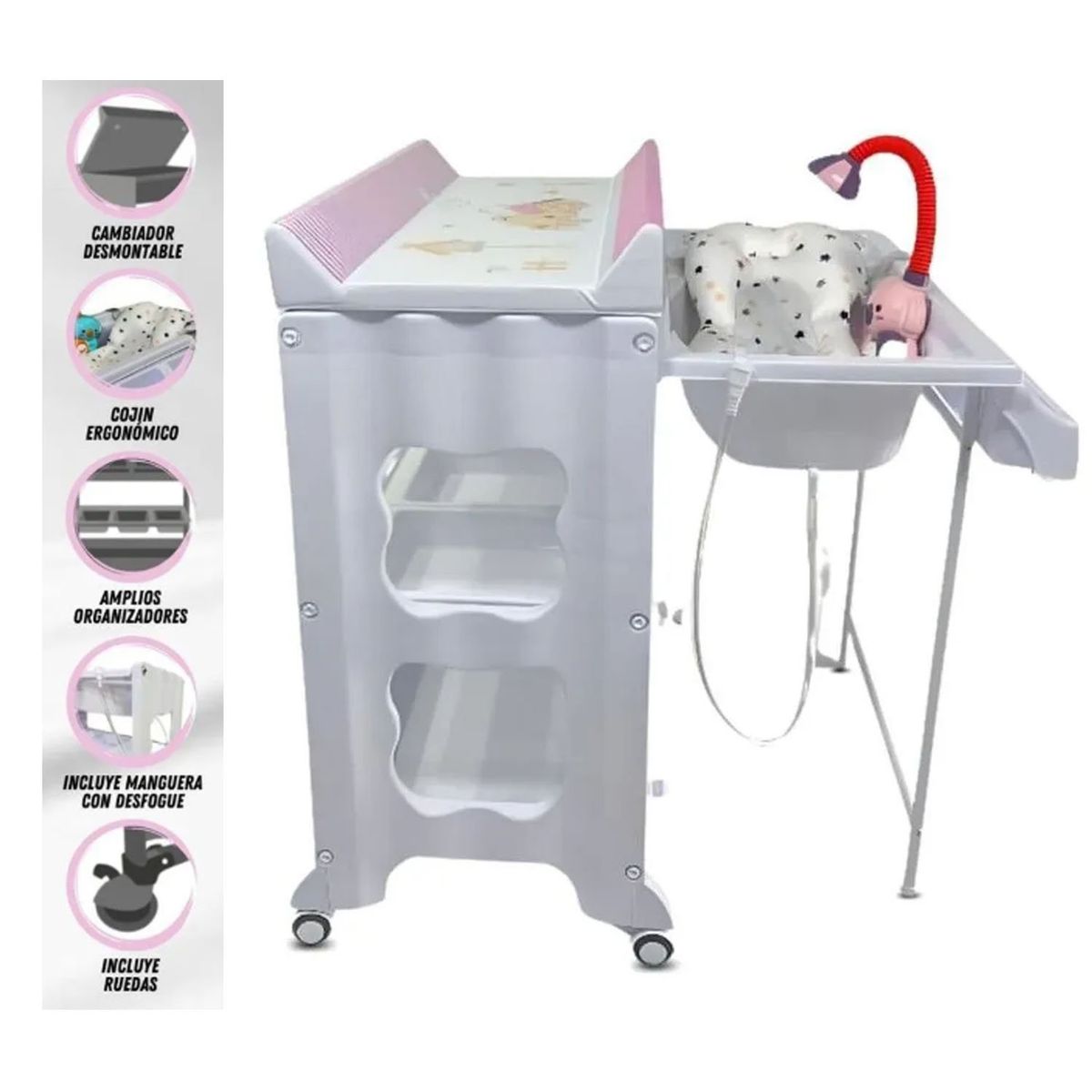 STOKKER BABY - Bañera Cambiador Aquario Rosado