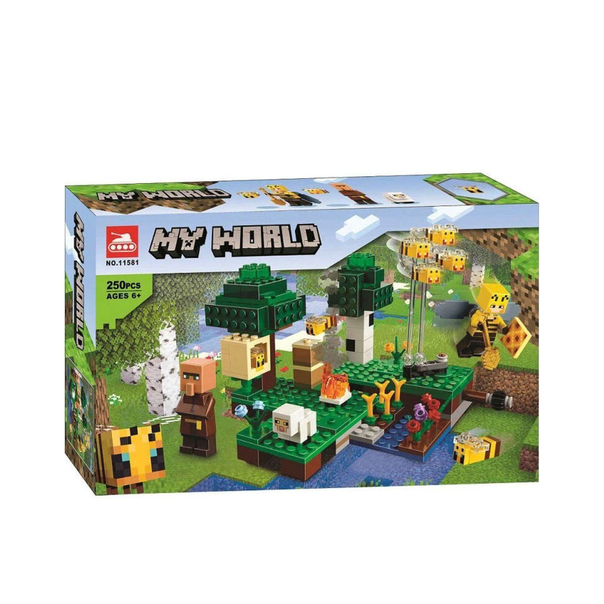 MINECRAFT - Bloques Construcción Minecraft La Granja de Abejas My World 250 Pcs