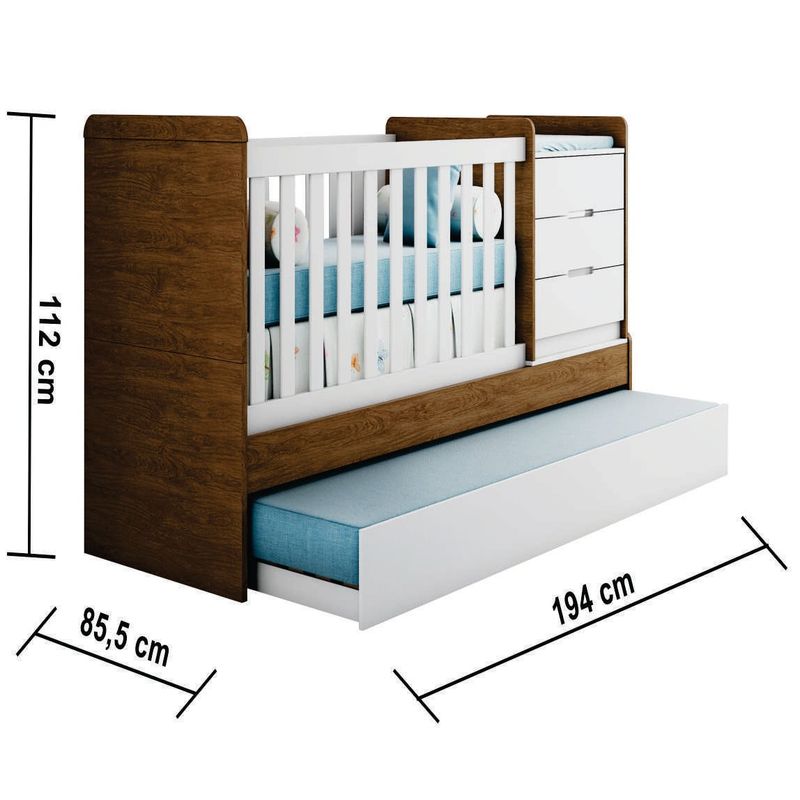GENERICO - CUNA MULTIFUNCIONAL CLEO COLOR BLANCO CON MADERA