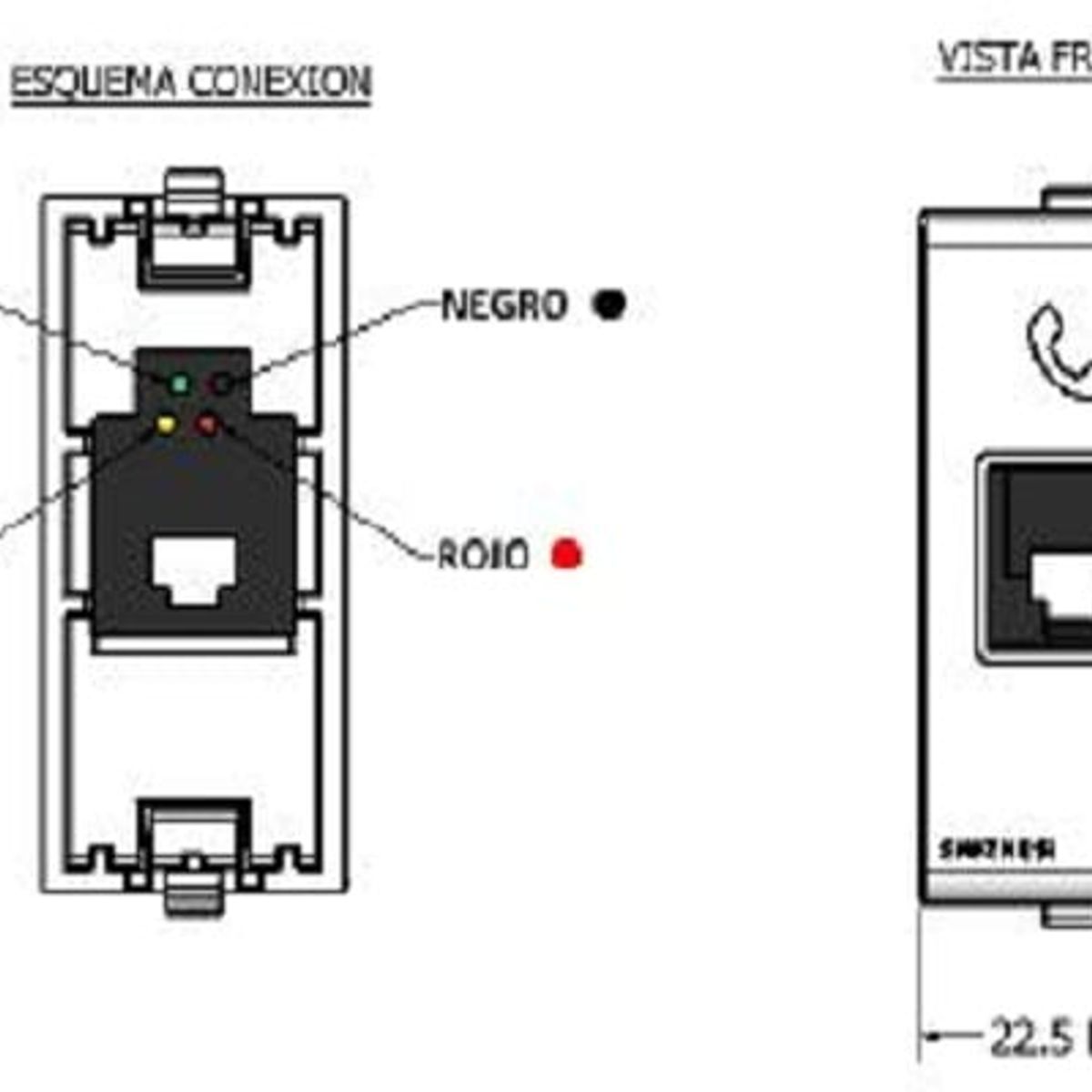 SINTHESI - DADO TELEFONO RJ11 DE 1 MODULO S17 BLANCO SINTHESI