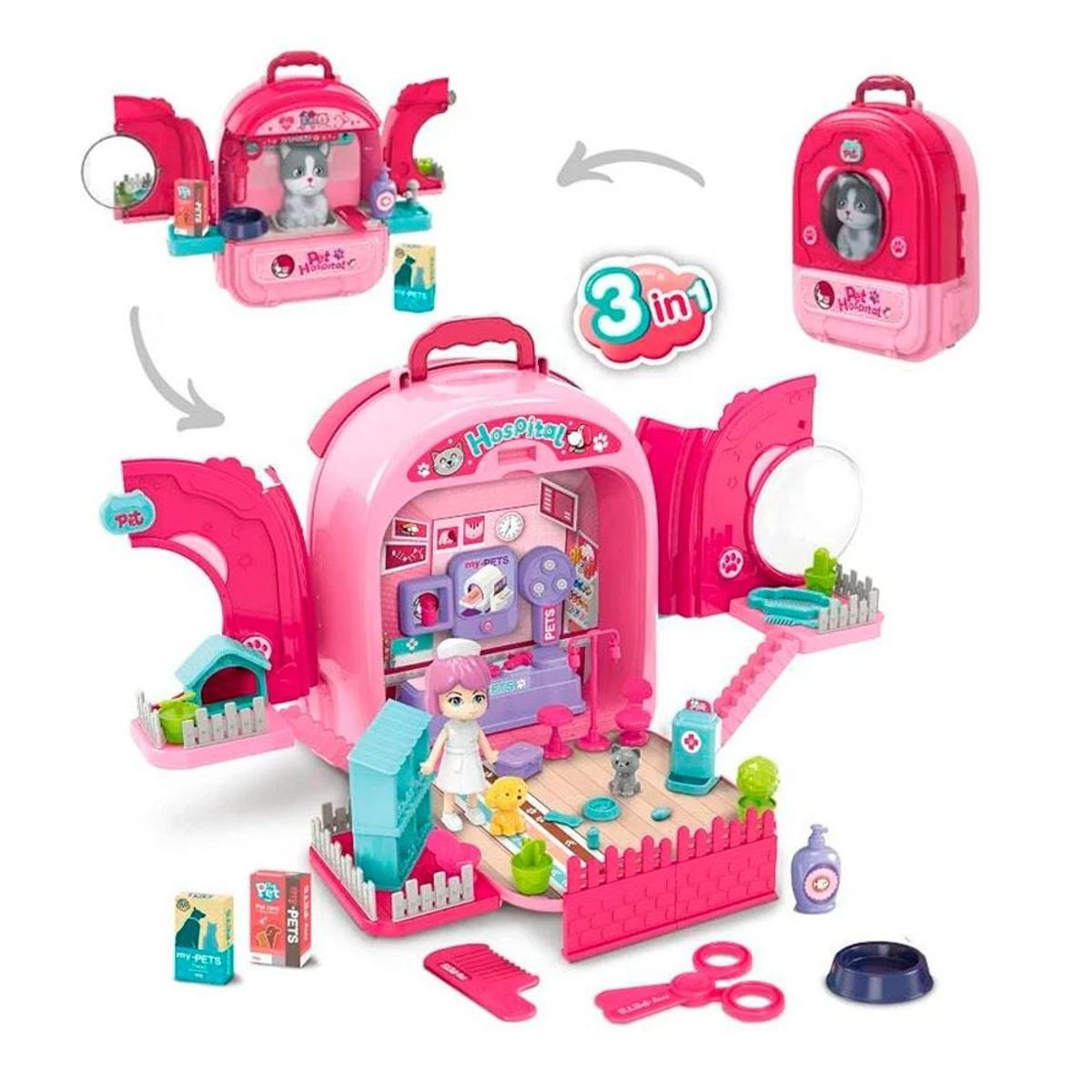 GENERICO - Mochipets Veterinaria 3 en 1 Perrito/Gatito