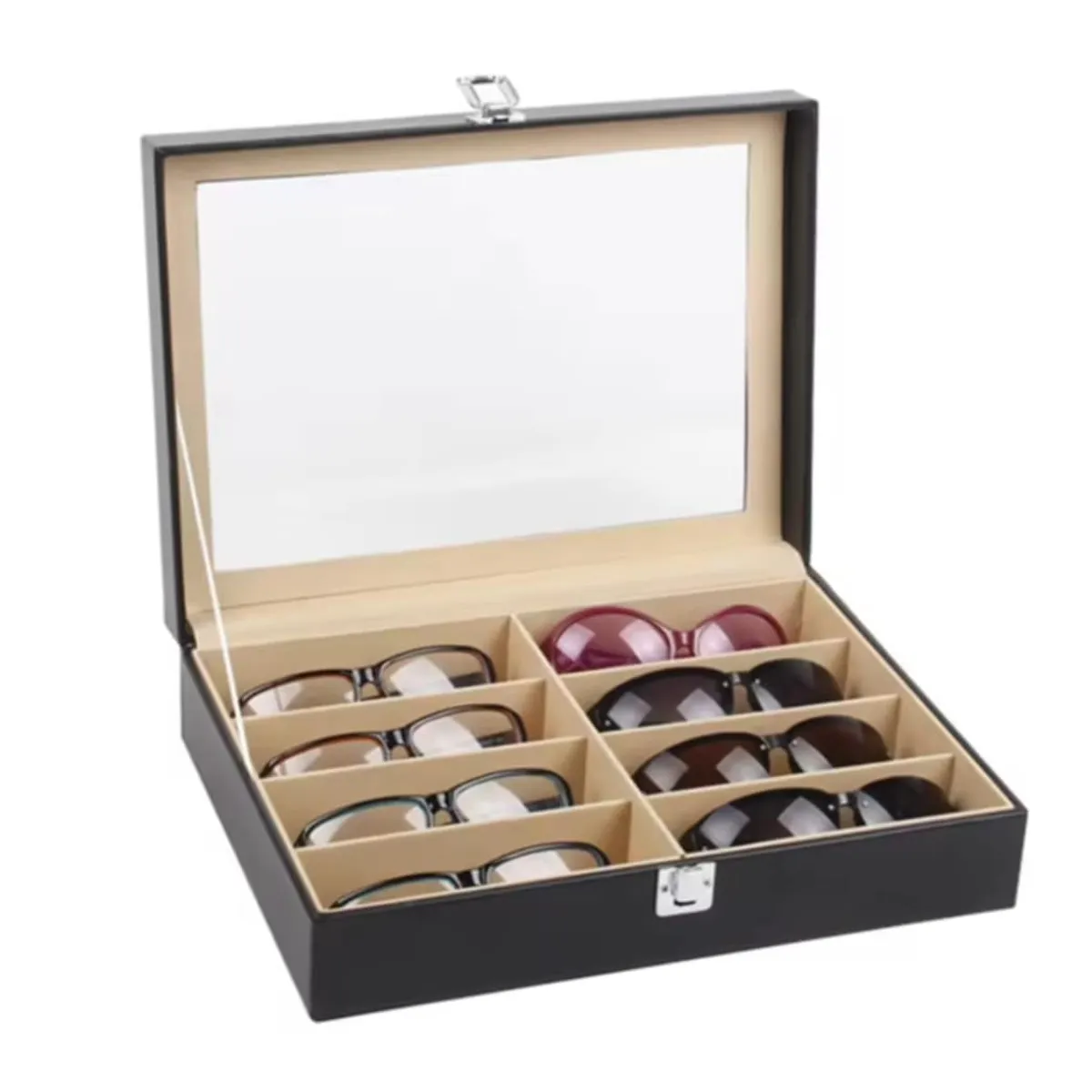 GENERICO - Caja de Lentes Porta Organizador de Gafas Anteojos de Cuero