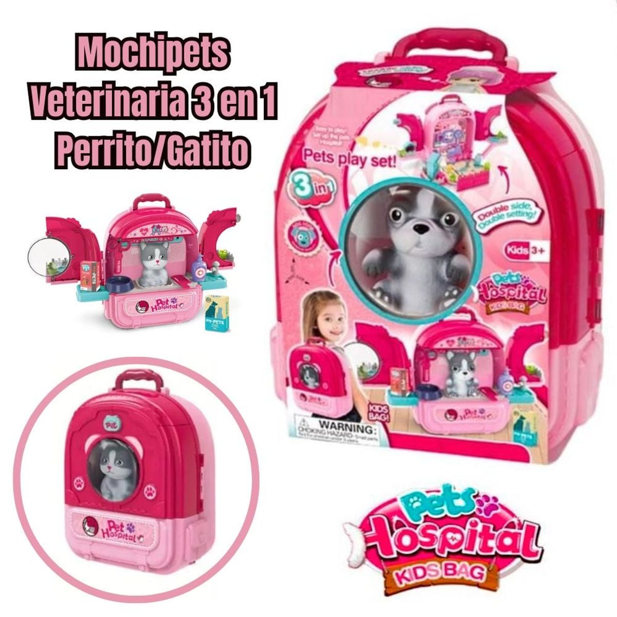 GENERICO - Mochipets Veterinaria 3 en 1 Perrito/Gatito