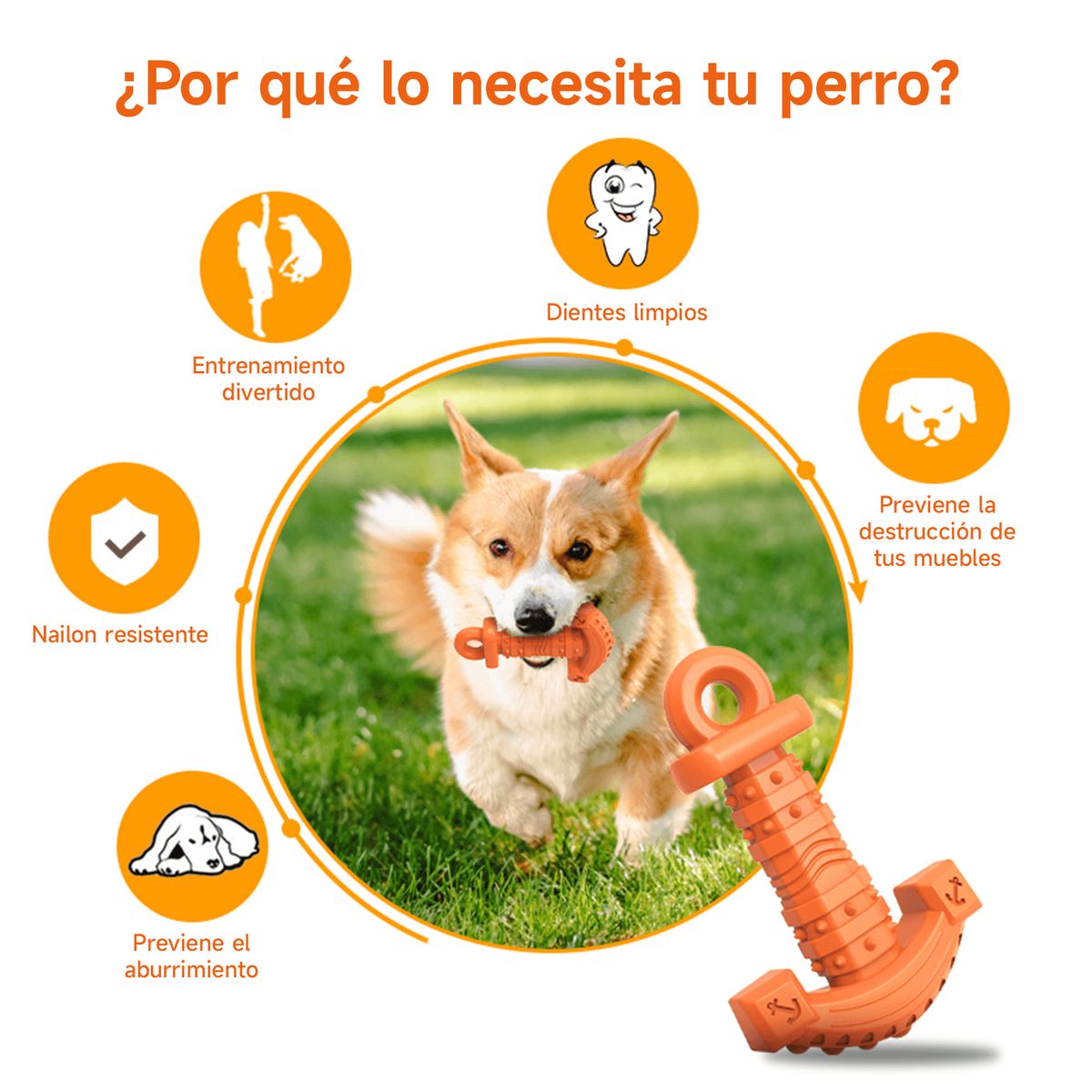 MOMOVIDA - Juguete Masticable en forma de Ancla DT-14 Naranja