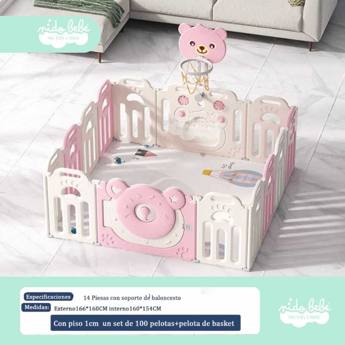 GENERICO - CERCO PLEGABLE INFANTIL MODELO DONNA OSO NIÑA