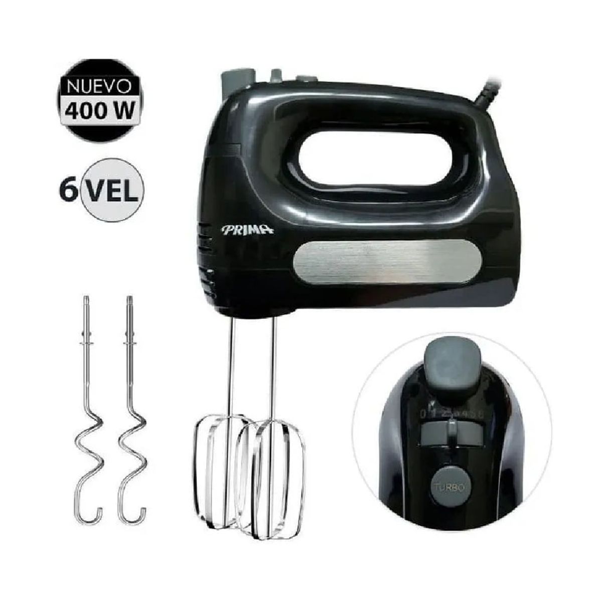 PRIMA - Batidora Prima HM9105E-GSN de Mano 400 Watts Negro