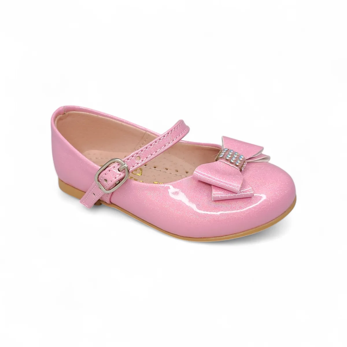 GENERICO - Ballerina con lazo Charol Palo Rosa para bebé niña