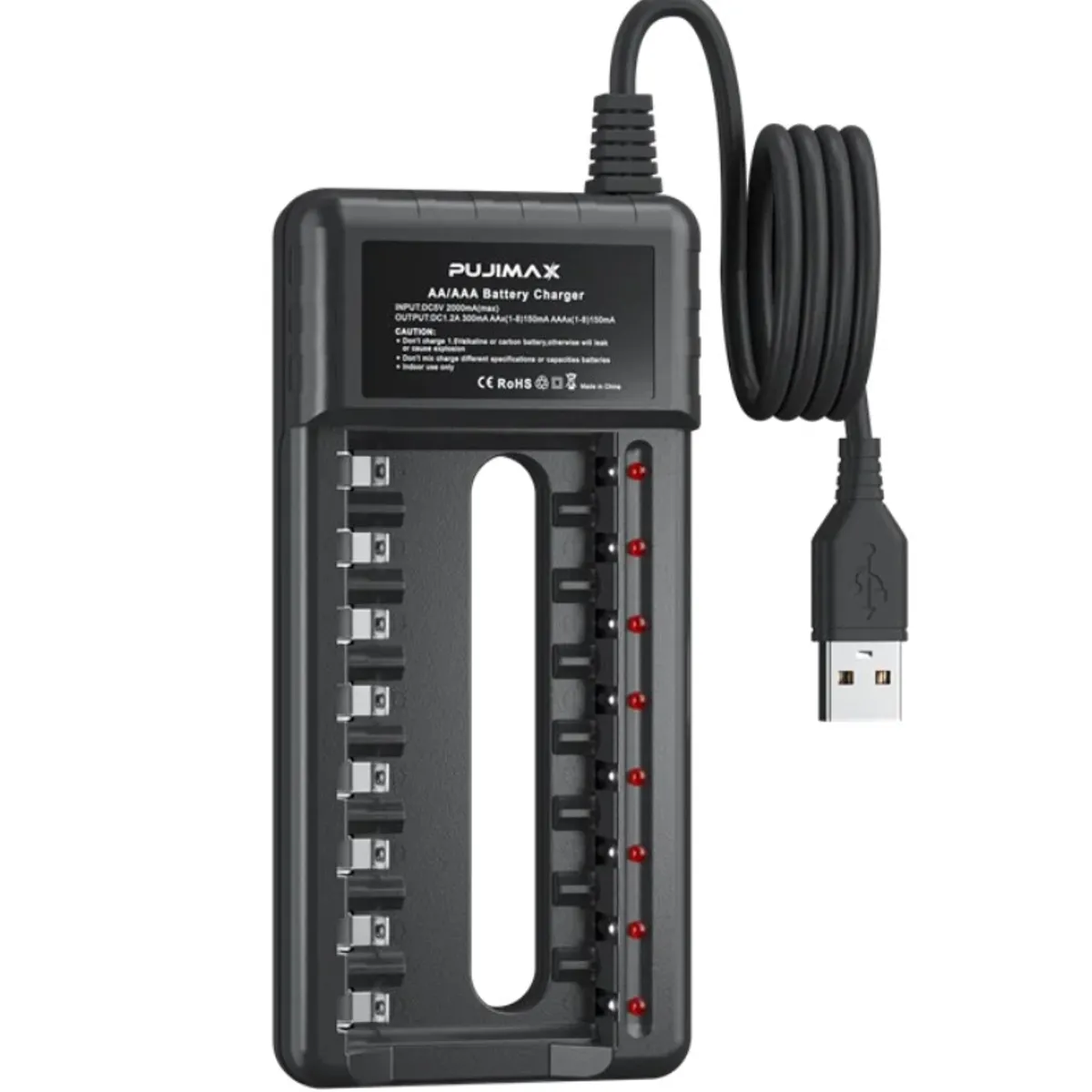 GENERICO - CARGADOR DE 8 PILAS RECARGABLES BATERÍAS AA Y AAA INDEPENDIENTES