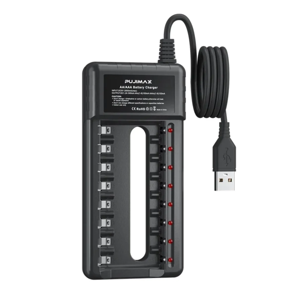 GENERICO - CARGADOR DE 8 PILAS RECARGABLES BATERÍAS AA Y AAA INDEPENDIENTES