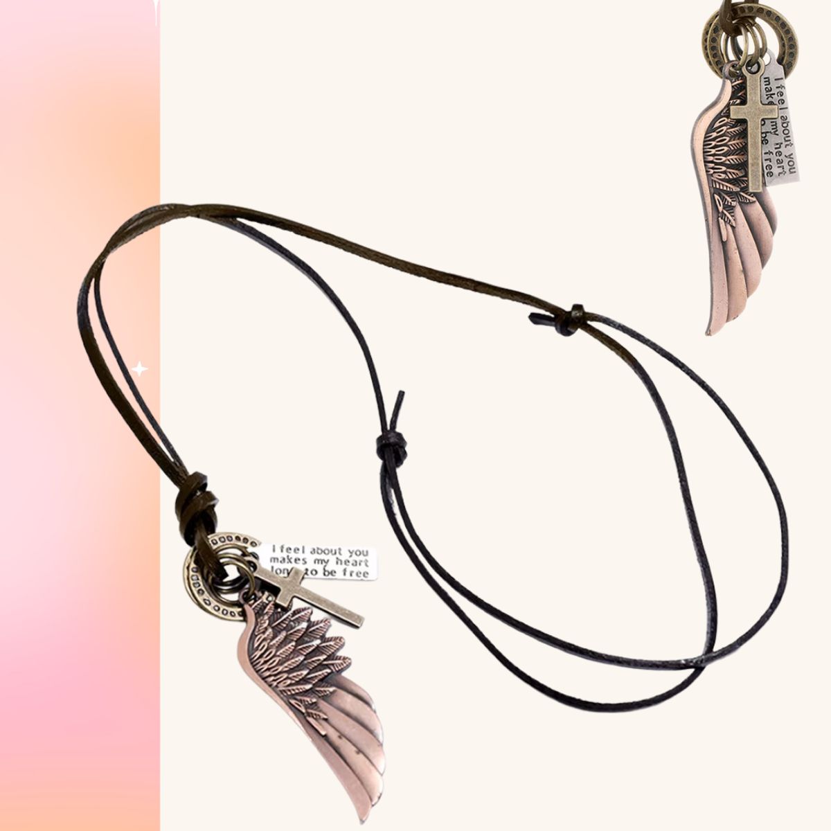 GENERICO - Collar con colgante de alas de Ángel de plumas