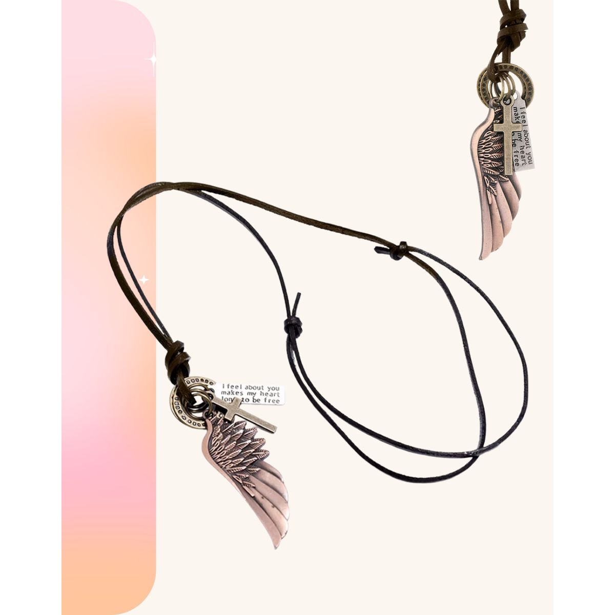 GENERICO - Collar con colgante de alas de Ángel de plumas