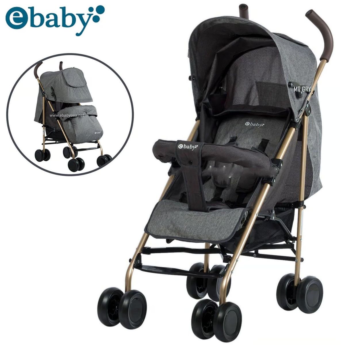 EBABY - NUEVO Coche Bastón Reclinable Travis 214-3 Gris