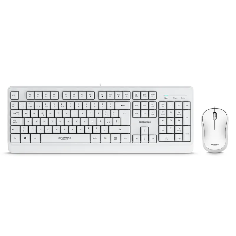 MICRONICS - Teclado y Mouse USB - Kit Norton MIC T100W - Color Blanco - Micronics
