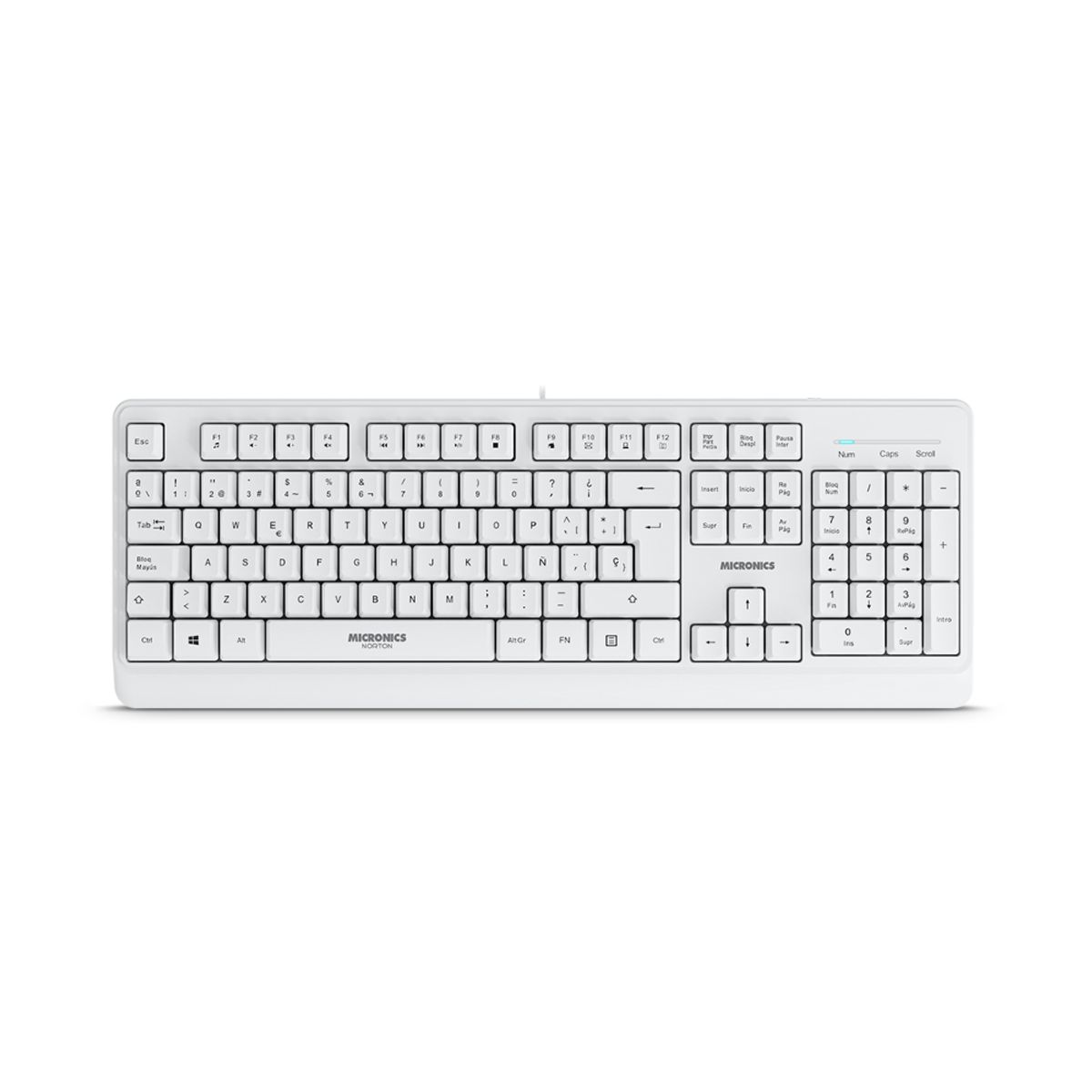 MICRONICS - Teclado y Mouse USB - Kit Norton MIC T100W - Color Blanco - Micronics