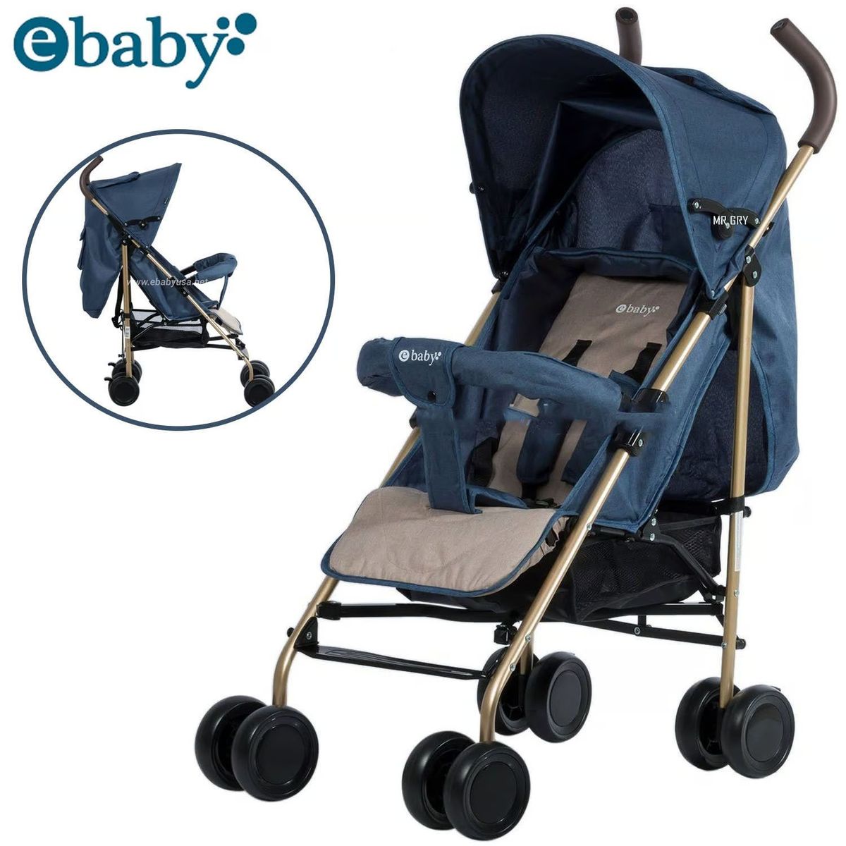 EBABY - NUEVO Coche Bastón Reclinable Travis 214-3 Azul