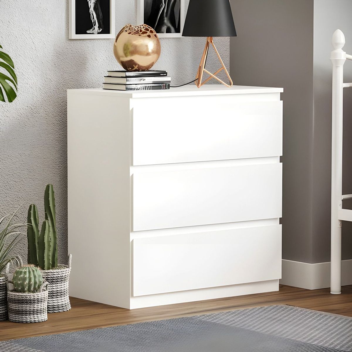 GENERICO - Cómoda Francine 3 Cajones Blanco Huk