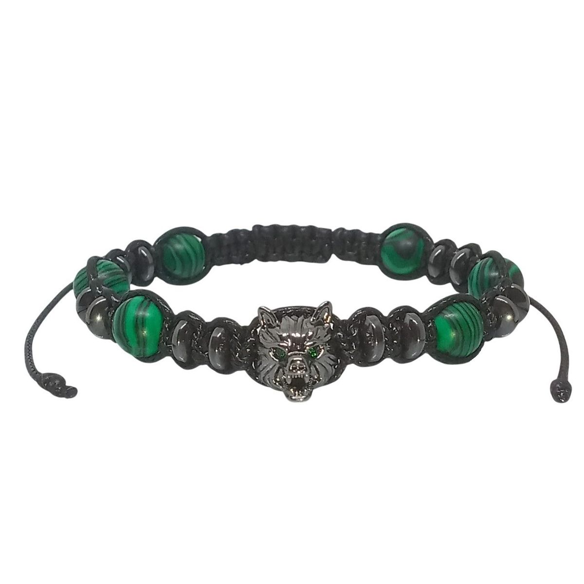 LUCYANA JOYAS Y ACCESORIOS - Pulsera Hombre Lobo con Cuarzo Malaquita y Hematita - Joyas Lucyana