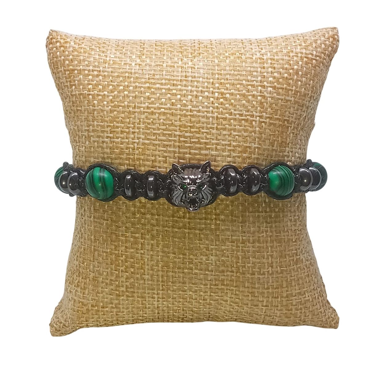 LUCYANA JOYAS Y ACCESORIOS - Pulsera Hombre Lobo con Cuarzo Malaquita y Hematita - Joyas Lucyana