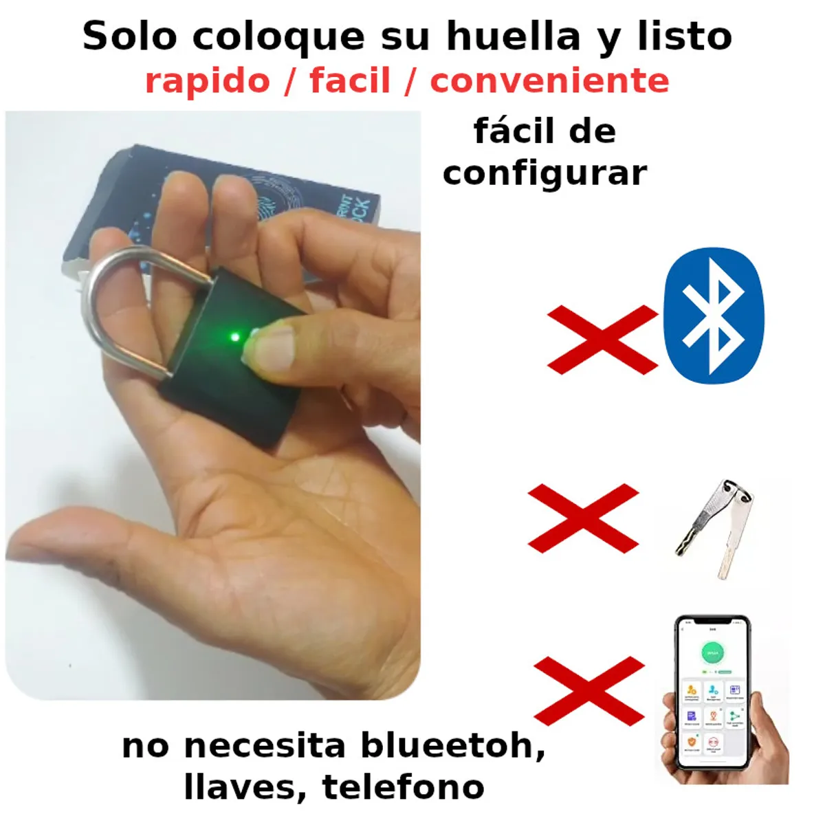 GENERICO - Smart Candado Huella Digital Fingerprint Padlock Recargable tipo C