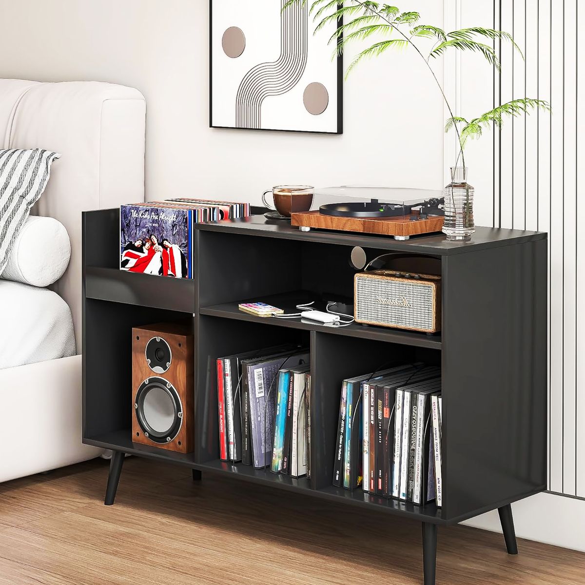 GENERICO - Mesa Auxiliar para Disco de Vinilo Lorys Negro AMORE HOME