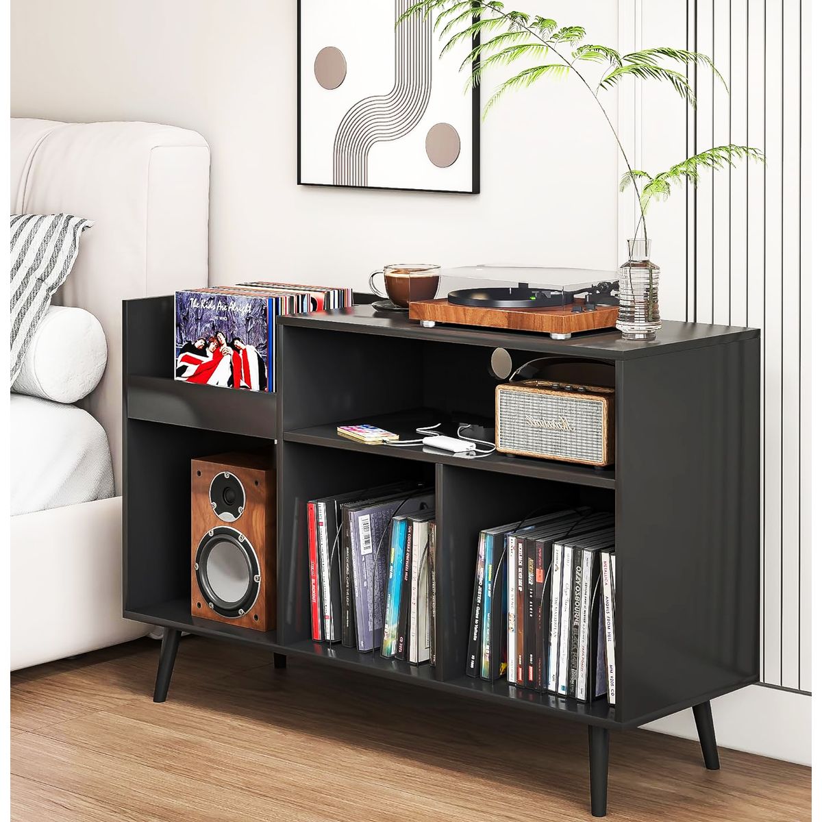 GENERICO - Mesa Auxiliar para Disco de Vinilo Lorys Negro AMORE HOME