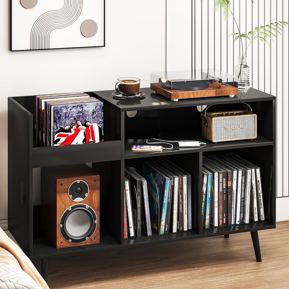 GENERICO - Mesa Auxiliar para Disco de Vinilo Lorys Negro AMORE HOME