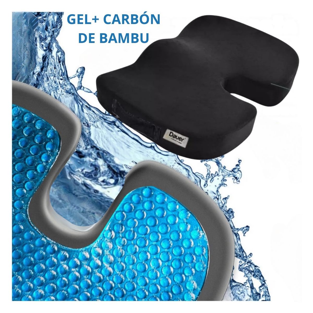 DAUER - Asiento Ergonómico Viscoelástico de Carbón Bambú +Gel