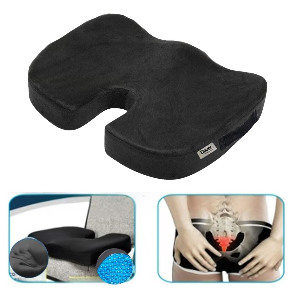 DAUER - Asiento Ergonómico Viscoelástico de Carbón Bambú +Gel