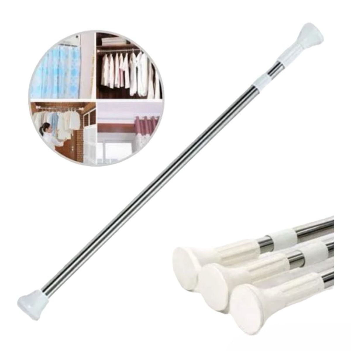 GENERICO - Barra de Cortina de Ducha extensible para baño 70cm a 120cm