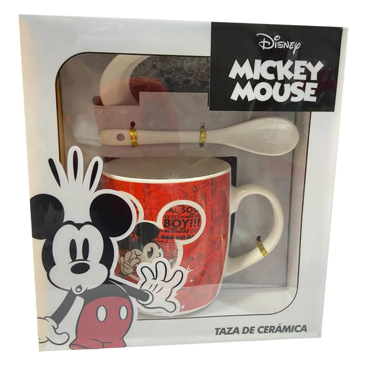 GENERICO - Set de Taza o Pocillo plato y cuchara con Diseño - MK Rojo