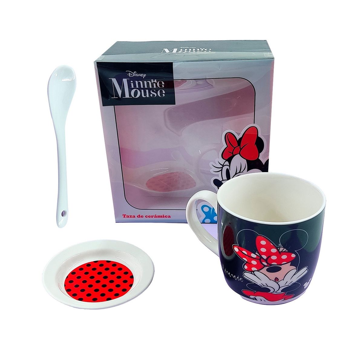 GENERICO - Set de Taza o Pocillo plato y cuchara con Diseño - MN Negro