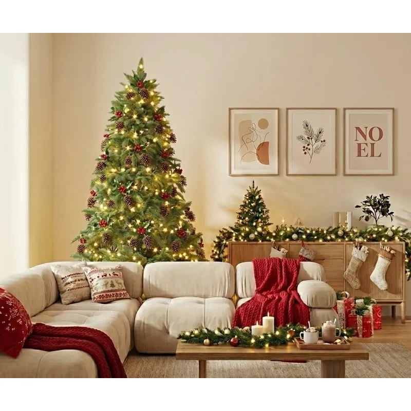 GENERICO - Arbol de Navidad Coposo y Realista con ramas premium en PVC 240 cm 2.4 m Lavable