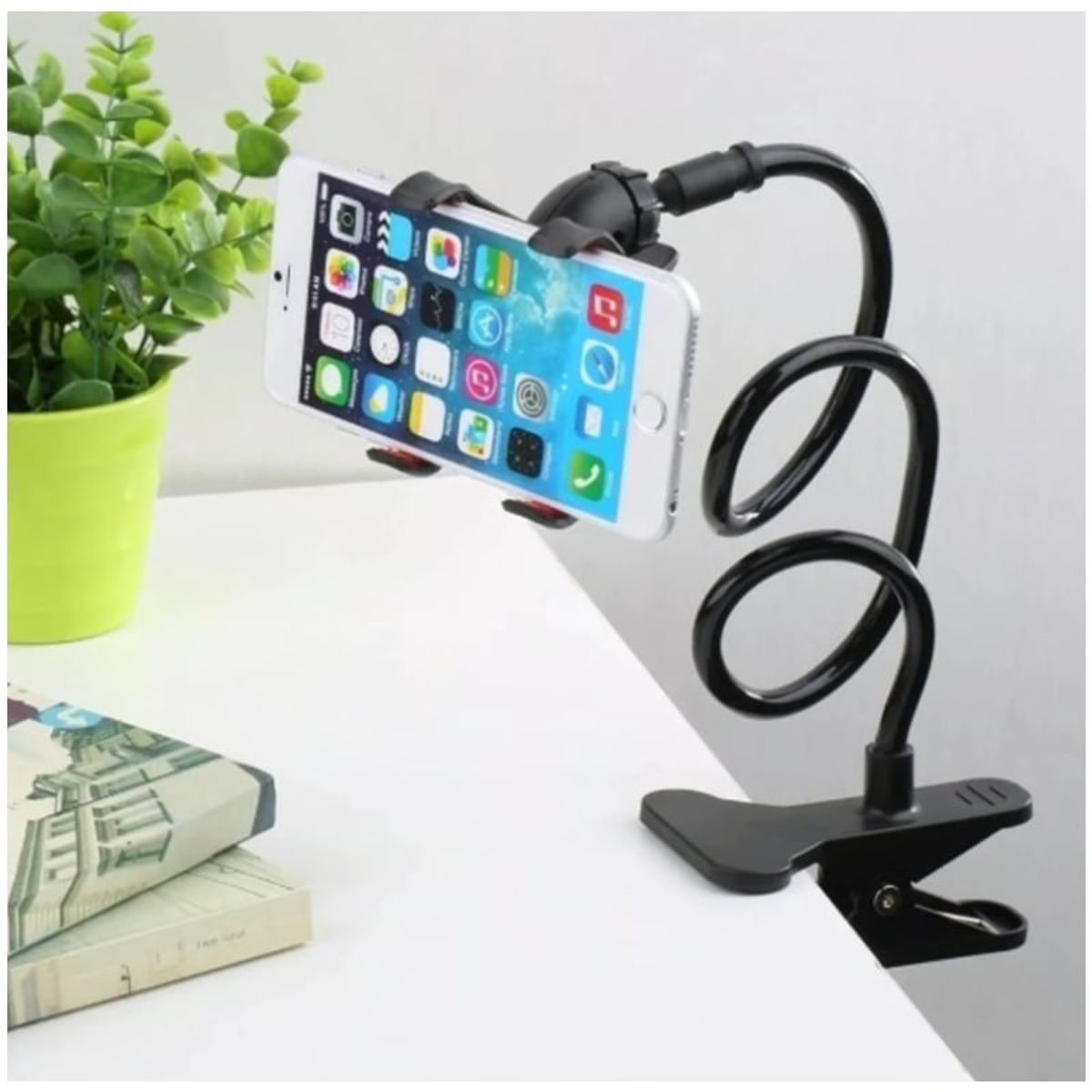 GENERICO - Soporte Aluminio para Laptop + Sujetador Flexible Gancho para Celular