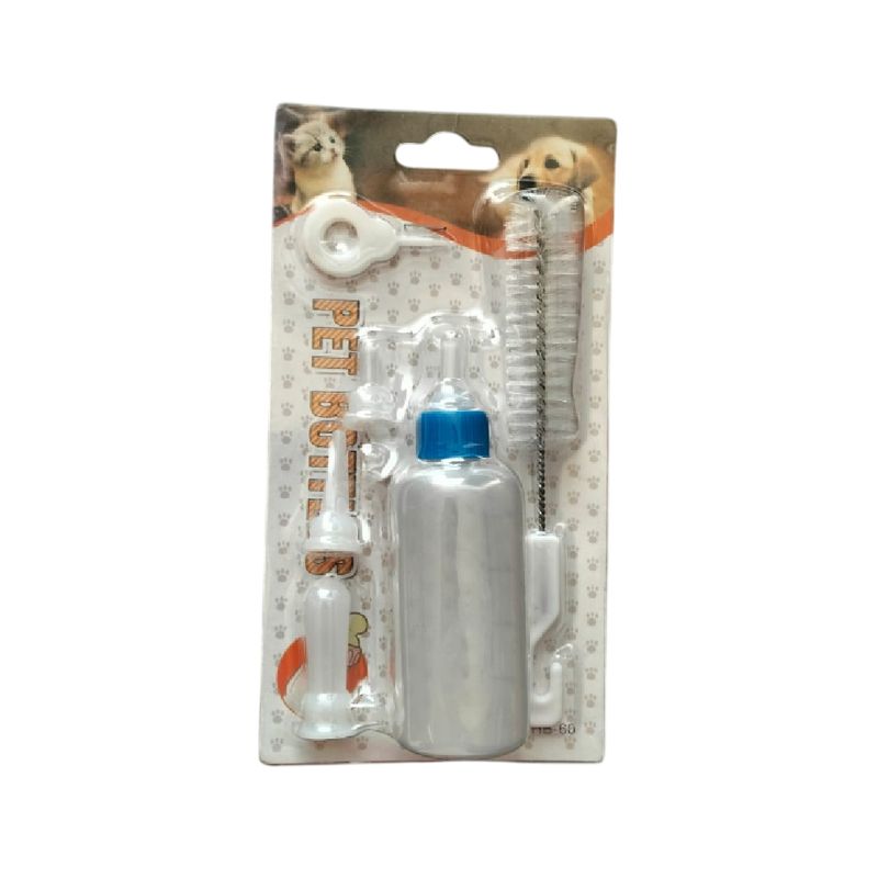 GENERICO - Kit de biberón azul de 60ml para mascotas perros o gatos