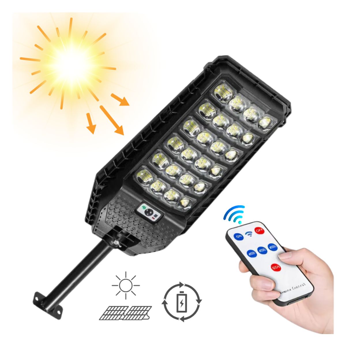 SEISA - Farola Con Panel Solar Foco de Jardin con Sensor Movimiento