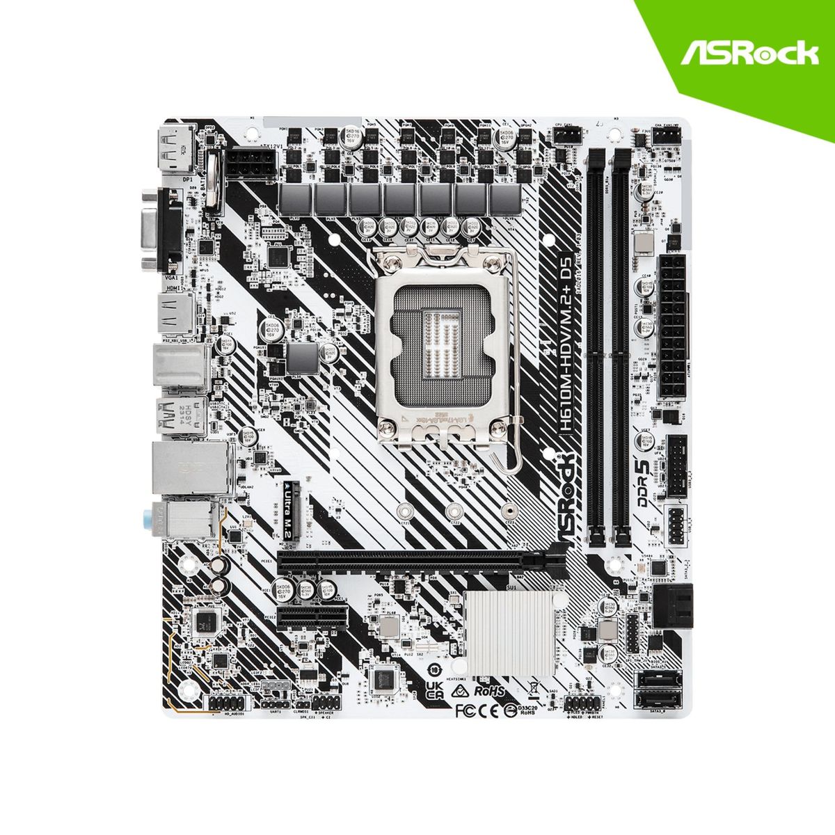 ASROCK - PLACA ASROCK H610M-HDV/M.2+ D5 LGA 1700 2DDR5 HDMI DP Micro ATX