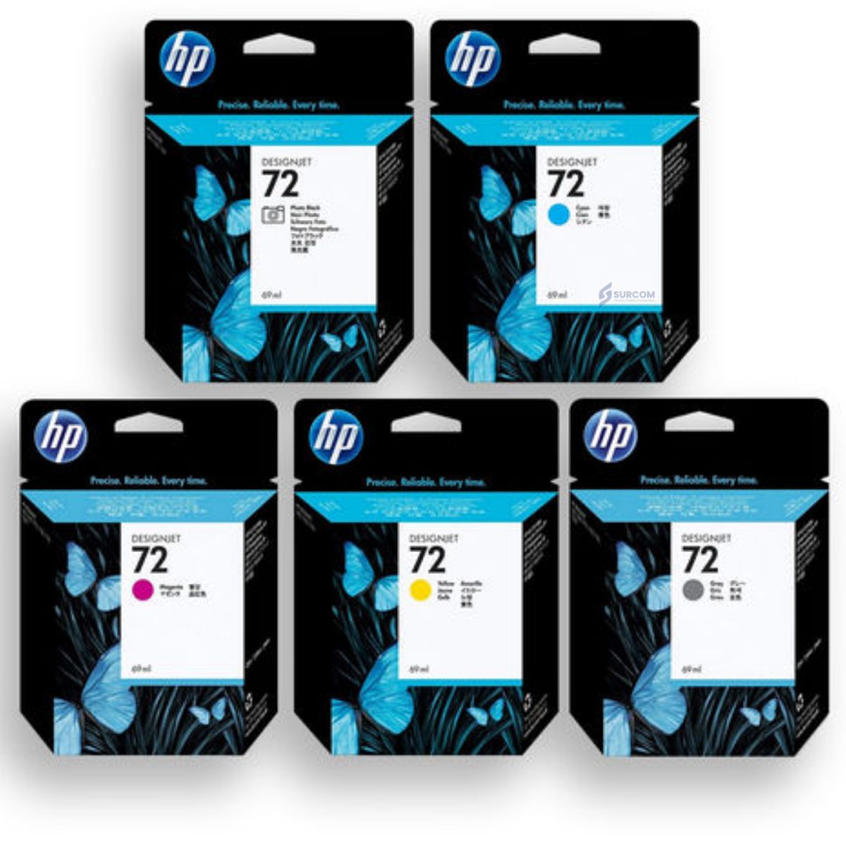 HP - Pack de Cartucho HP 72 Photo Black Cyan Magenta Yellow Gris ORIGINAL